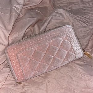 Pink velvet wallet